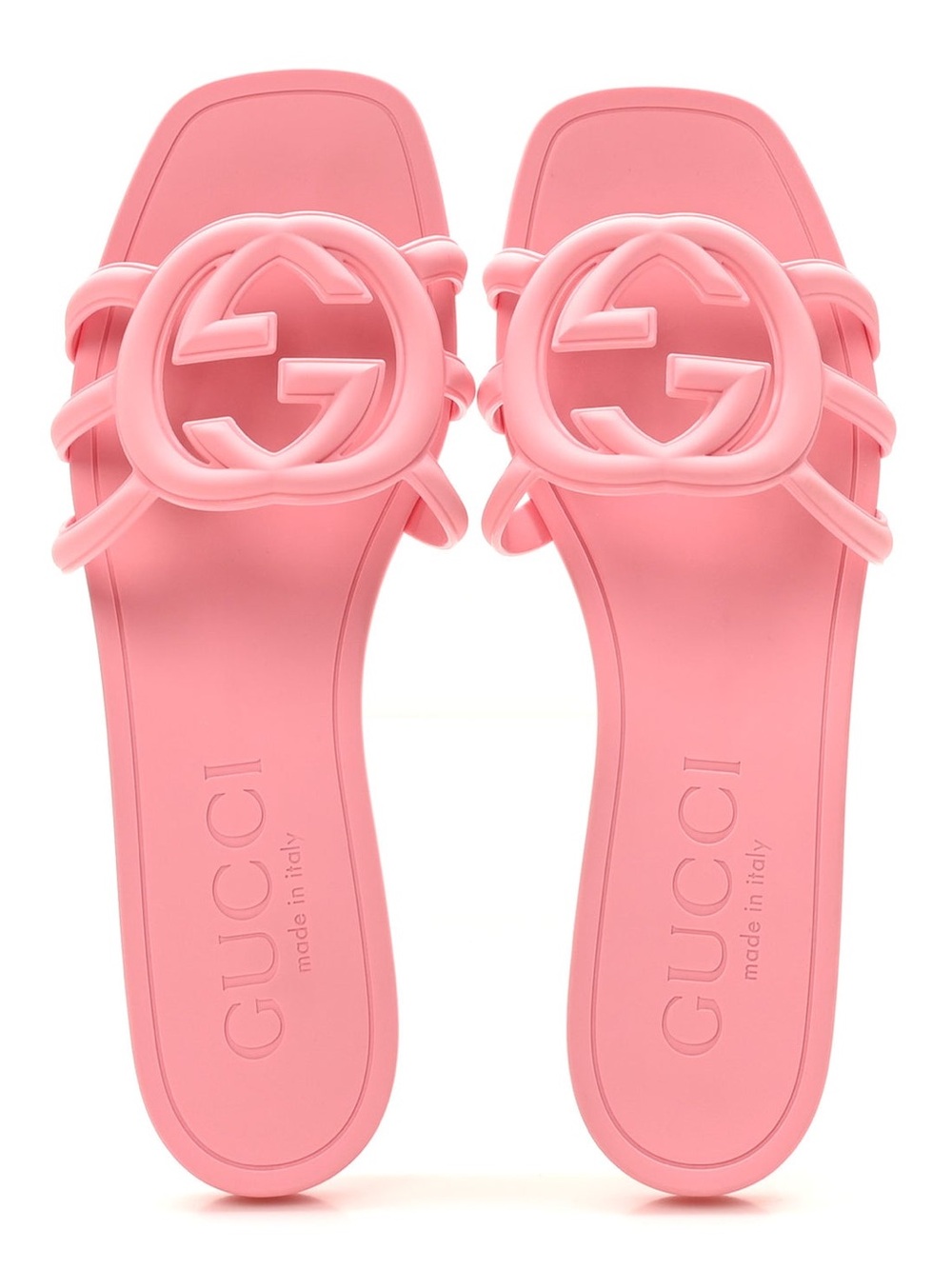 GUCCI interlocking gg logo rubber slide sandals wild rose 6